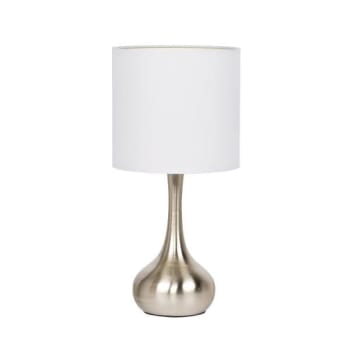 Litex 17.13 Inch Table Lamp With Nickel Metal Base - White Fabric Hardback Shade