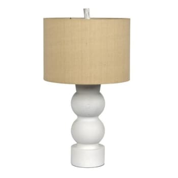 Litex 26 Inch Table Lamp With White Resin Base And Oatmeal Linen Hardback Shade