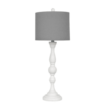 Litex 29.5 Inch Table Lamp With White Base And Grey Linen Hardback Shade