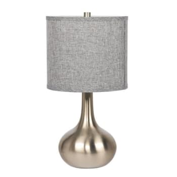 Litex 24.5 Inch Table Lamp With Brushed Nickel Metal Base And Grey Linen