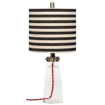 Image for Litex 20.75 Inch Table Lamp With Clear Seeded Glass Base, White Striped Linen from HD Supply