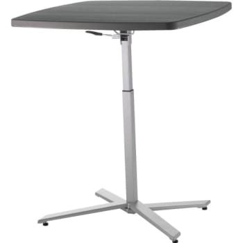 National Public Seating® Café Table 30-42" Charcoal Slate Tabletop, Silver Fram