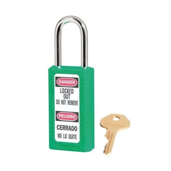 Image for Master Lock Steel Shackle Thermoplastic Zenex 6 Pin Tumbler Padlock (Green) from HD Supply