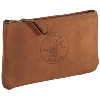 Image for Klein Tools Tan Top-Grain Leather Zipper Bag 12.5" from HD Supply