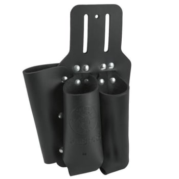 Klein Tools® Black Leather 3-Pocket Pliers, Rule And Screwdriver Holder