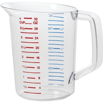 Image for Rubbermaid 1 Qt Clear Polycarbonate Measuring Cup (6-Pack) from HD Supply
