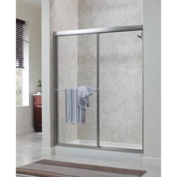 Seasons® Raleigh™ Framed Shower Door Silver Finish Obscure Glass 70"hx48"w
