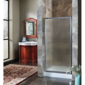 Foremost Tides Framed Pivot Door, Brushed Nickel, Clear Glass 65"H x 29 To 31"
