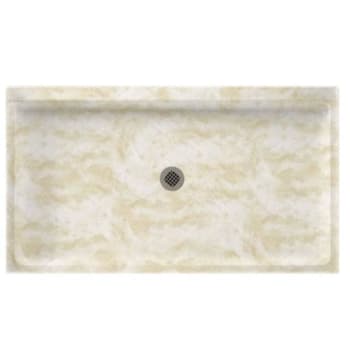 Image for Swanstone Solid Surface Shower Floor Cloud White Center Drain 32D x 60"W from HD Supply