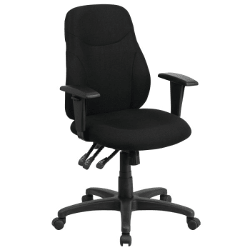 Flash Furniture Mid-Back Black Fabric Multi-Functional Ergonomic Chair With Adjustable Arms