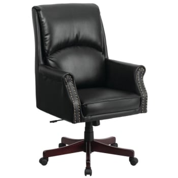Flash Furniture High-Back Pillow Back Black Leather Executive Swivel Office Chair