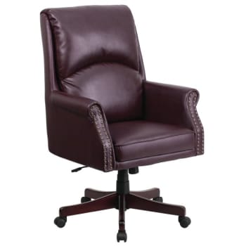 Image for Flash Furniture High-Back Pillow Back Burgundy Leather Executive Swivel Office Chair from HD Supply
