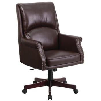 Flash Furniture High-Back Pillow Back Brown Leather Executive Swivel Office Chair