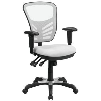 Flash Furniture Mid-Back White Mesh Chair With Triple Paddle Control