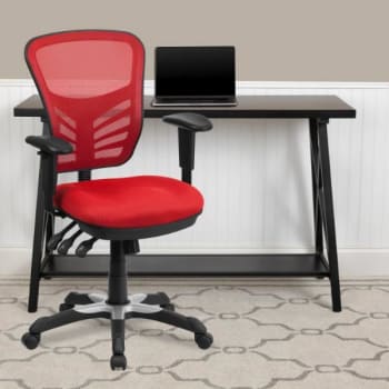 Flash Furniture Mid-Back Red Mesh Chair With Triple Paddle Control
