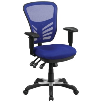 Flash Furniture Mid-Back Blue Mesh Chair With Triple Paddle Control