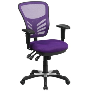 Flash Furniture Mid-Back Purple Mesh Chair With Triple Paddle Control