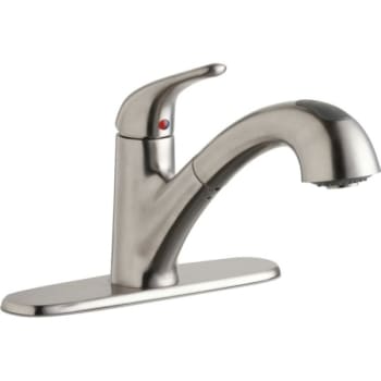 Elkay Everyday Pull Out Spray 7-3/8" Spout Height Kitchen Faucet, Lustrous Steel