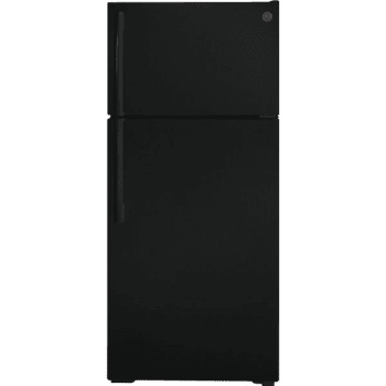 GE® 16.6 Cubic Feet Top Mount Refrigerator, ENERGY STAR®, Black, Optional Icemaker 501233