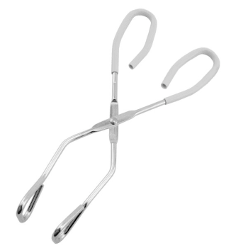 Robinson 7.5 Kitchen Tongs Chrome With White Vinyl Grip Package Of 6