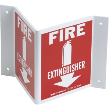 Brady® V Fire Extinguisher Sign 5.5" H x 10" W  Plastic White on Red