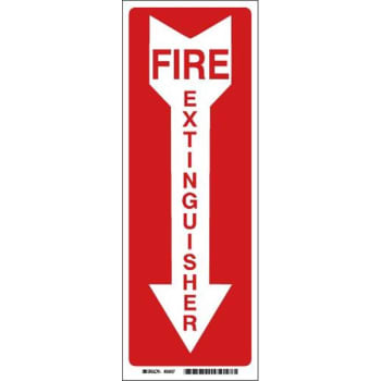Brady® Fire Extinguisher Sign 14" H x 3.5" W Polyester White on Red