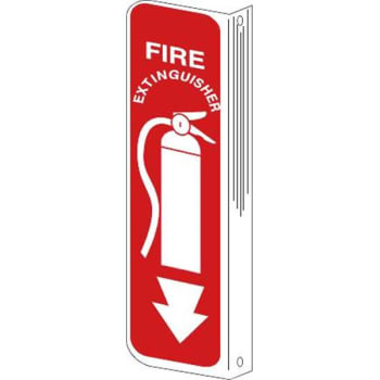 Brady® L 2-Way View Fire Extinguisher Sign 12" H x 4" W Plastic White on Red