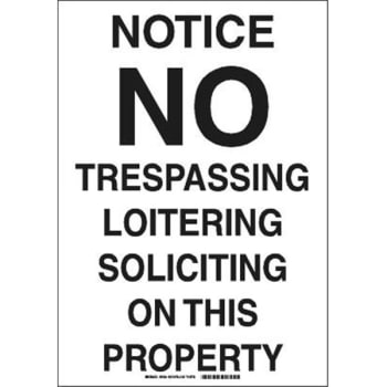 Image for Brady® "notice No Trespassing" Sign 24" H X 18" W X 0.1" D Fiberglass from HD Supply
