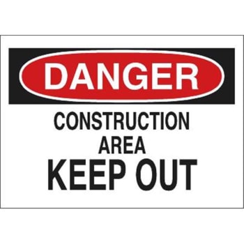 Brady® "danger Construction Area" Sign 10" H X 14" W Polystyrene