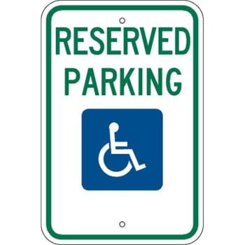 Image for Brady® "RESERVED" Parking Sign 18"Hx12"Wx0.090"D Aluminum Blue/Green on White from HD Supply