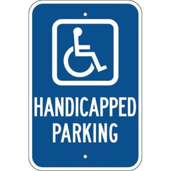 Brady® "handicapped" Parking Sign 18" H X 12"w X 0.090" D Aluminum White On Blue