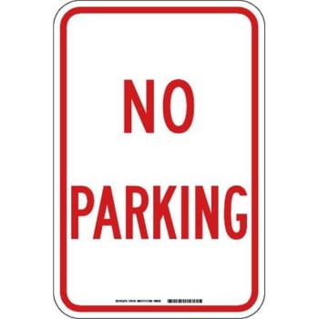 Brady® "no Parking Sign 18" H X 12" W  Aluminum Red On White