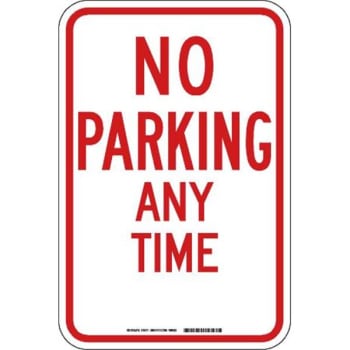 Image for Brady® "no Parking" Any Time Sign 18" H X 12" W  Aluminum Red On White from HD Supply