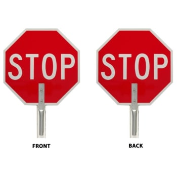 Image for Brady® Traffic Control Paddle Stop Sign 18" H X 18" W Aluminum White On Red from HD Supply
