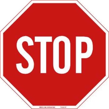 Brady® "STOP" Sign 18" H x 18" W x 0.090" D Aluminum White on Red