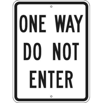 Brady® "ONE WAY DO NOT ENTER" Sign 24"Hx18"Wx0.090" D Aluminum Black on White