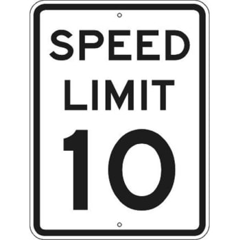 Image for Brady® Speed Limit 10 Sign 24" H X 18" W X 0.090" D Aluminum Black On White from HD Supply