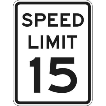 Brady® Speed Limit 15 Sign 24" H X 18" W X 0.090" D Aluminum Black On White