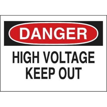 Image for Brady® "DANGER HIGH VOLTAGE Keep Out" Sign 10"Hx14"W Fiberglass Black/Red/White from HD Supply