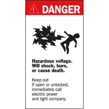 Image for Brady® "danger Hazardous Voltage" Sign 8" H X 4.5" W Acrylic Black/red On White from HD Supply