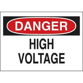 Brady® "DANGER HIGH VOLTAGE" Sign 7" H x 10" W Polyester Black/Red on White