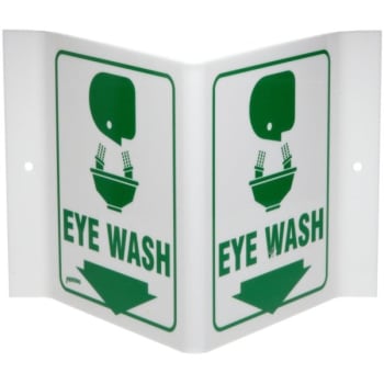 Image for Brady® V Eye Wash Sign 6" H X 9" W X 4" D Acrylic Green On White from HD Supply