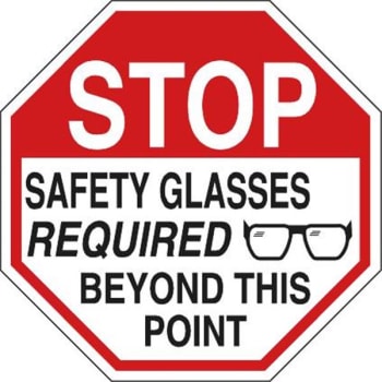 Image for Brady® "STOP SAFETY GLASSES REQUIRED" 18" H x 18" W Polystyrene Black/Red/White from HD Supply