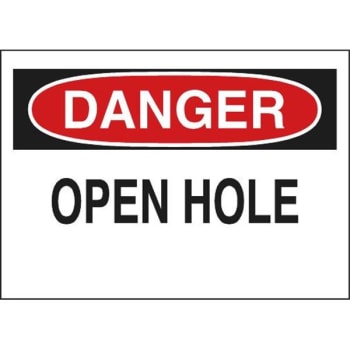 Image for Brady® "danger Open Hole" Sign 7"h X 10"w X 0.1"d Fiberglass Black/red/white from HD Supply