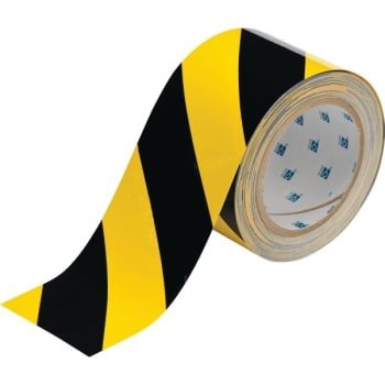 Image for Brady® ToughStripe™ Floor Marking Tape 3 in W Black/Yellow Roll of 100 Feet from HD Supply