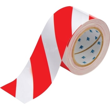 Image for Brady® ToughStripe™ Floor Marking Tape 3 in W Red/White Roll of 100 Feet from HD Supply