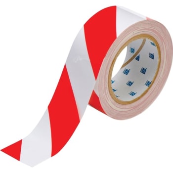 Image for Brady® ToughStripe™ Floor Marking Tape 2 in W Red/White Roll of 100 Feet from HD Supply