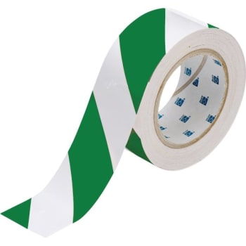 Image for Brady® ToughStripe™ Floor Marking Tape 2 in W Green on White Roll of 100 Feet from HD Supply