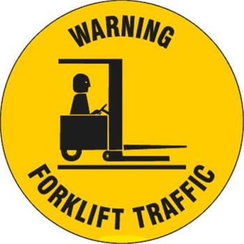 Image for Brady® Anti Skid Floor Sign Vinyl, Black On Yellow, 17" D, Warning Forklift from HD Supply