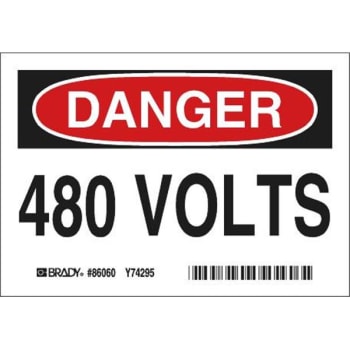 Brady® Danger 480 Volts 3.5"h X 5"w Label Black/red On White, Pack Of 5